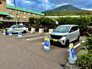 八丈島のeemoステーション。八丈ビューホテル前にある