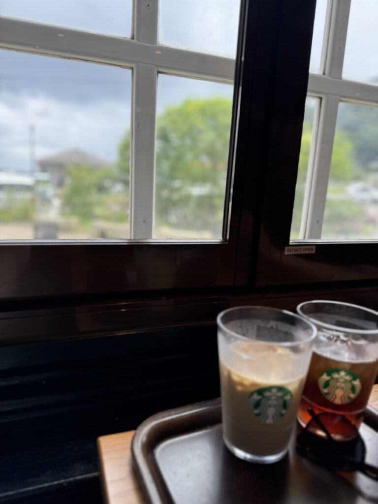 仙厳園のスターバックスは窓際が特等席
