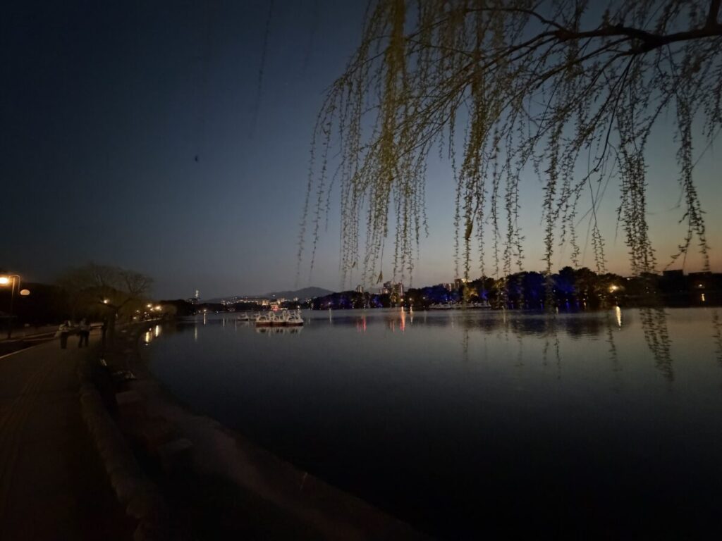 福岡大濠公園の夕方から夜のマジックアワー