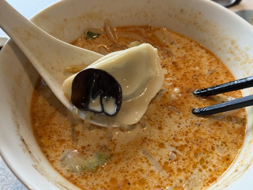梅田の人気麻辣湯にはおおぶりの水餃子も入っている